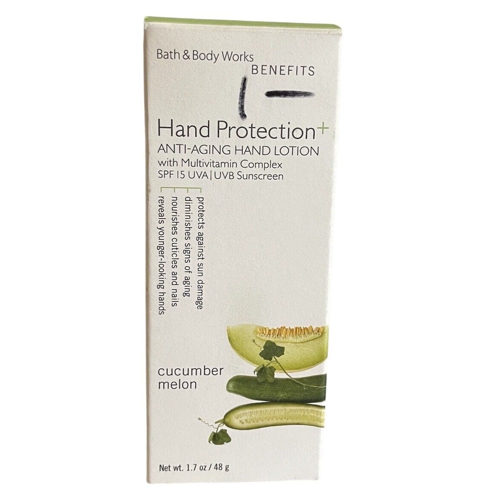 NIB Bath & Body Works Cucumber Melon Anti-Aging‎ Hand Protection + Lotion SPF 15